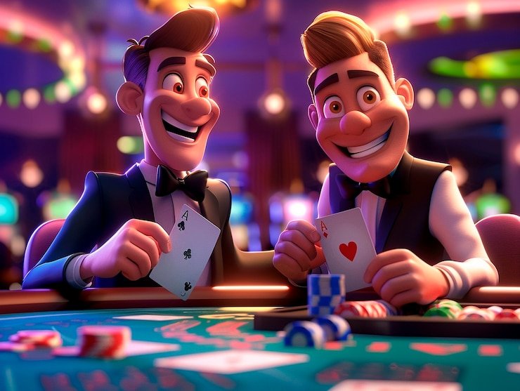 Tampilan kartu komunal di meja Casino Hold'em